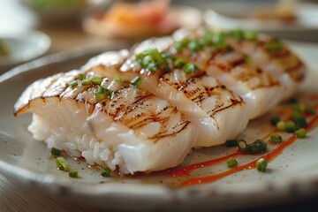 Grilled Scallops Sushi with Green Onions