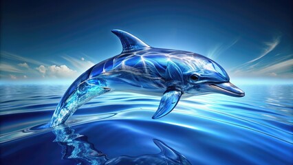 Blue crystal dolphin swimming in the ocean, blue, crystal, dolphin, ocean, water, sea, underwater, marine, wildlife