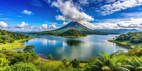 Panoramic view of beautiful Lake Arenal, Costa Rica , Lake Arenal, Costa Rica, panoramic, view, beautiful, landscape