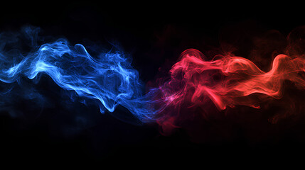 Blue and red fire isolated on black background