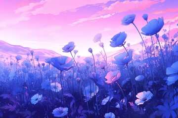 Wall Mural - A flower garden purple backgrounds landscape.