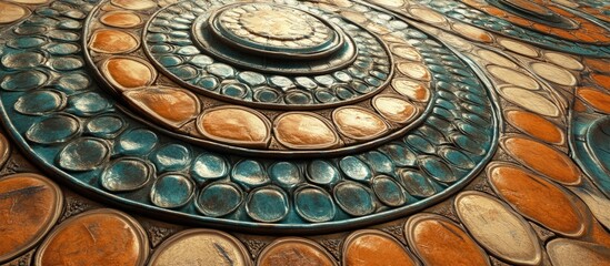 Wall Mural - 3D rendering of intricately designed glazed tiles