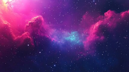 Soft nebula space stars in a colorful night sky illustrated in a 3D cartoon rendering showcasing a captivating natural scene for educational purposes