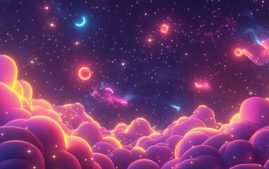 Wall Mural - universe filled with stars nebula galaxy and space dust in a 3d cartoon rendering