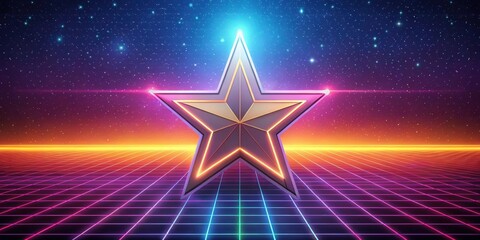 Wall Mural - star design with a retro y2k aesthetic, , star, retro, y2k, design, style, glowing, neon, colorful, vibrant, abstract