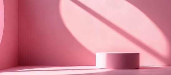 Abstract minimalist scene featuring a pink design for a cosmetic or product display podium in 3D render