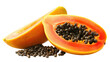 © ryker - Fresh, ripe papaya cut open displays juicy orange flesh and black seeds.