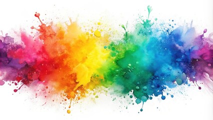 Wall Mural - Rainbow watercolors splash on a white background, watercolor, rainbow, colorful, vibrant, art, creativity, abstract, design