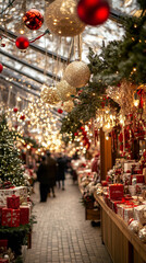 Poster - Luxurious Christmas Market with Designer Goods and Elegant Decor  