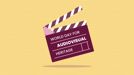 World day for Audiovisual heritage horizontal banner. October 27. Retro colors. Minimal holiday concept. Template for background, social media post, web banner, card, poster with text inscription