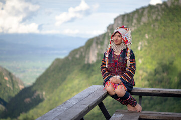 Beautiful Akha hill tribe girl on Doi Mae Salong, Chiang Rai.