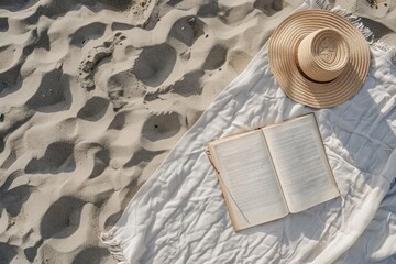 Poster - Blanket mockup outdoors book hat.