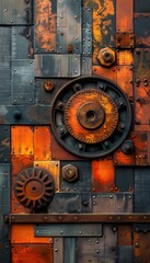 Wall Mural - Steampunk Cogs and Gears Industrial Background Texture