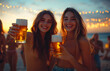© FU - “Two Friends Toasting with Beer Glasses at Sunset on the Beach, Celebrating Friendship and Joy in a Relaxed, Scenic Outdoor Setting with a Warm and Inviting Atmosphere”