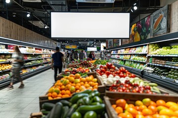 Wall Mural - Stand billboard mockup supermarket shop grocery store.