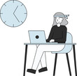 © Flaticons - The girl is working on the laptop with her head tied.