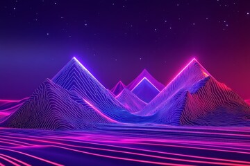 Wall Mural - A colorful glow of glowing laser lights forms patterns against a dark night sky, created using generative AI