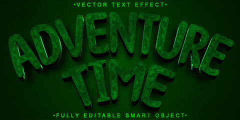 Poster - Cartoon Green Adventure Vector Fully Editable Smart Object Text Effect