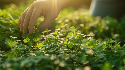 A person grows lacquer leaves in a beautiful garden