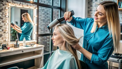 Sticker -  woman having her hair straighten