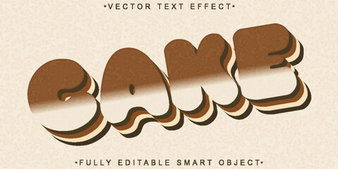 Wall Mural - Cake  Vector Fully Editable Smart Object Text Effect