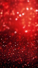 Red banner dark bokeh particles glitter awards dust gradient abstract background. Futuristic glittering in space on red background blank empty with copy 