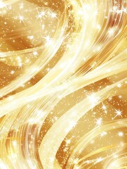 Bright gold line art illustration featuring an abstract shiny background adorned with stars