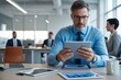 © Michael - Corporate Manager Evaluating Financial Strategies Using Tablet in Contemporary Office Setting