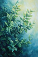 Wall Mural - Oil painting depicting a Euonymus plant species