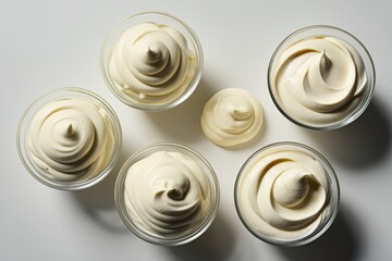 Wall Mural - Isolated Creamy Yogurt Dollops on White Background for Culinary Uses