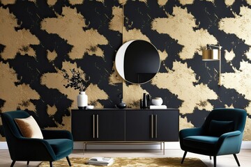 Stylish Abstract Black and Gold Textured Wallpaper Design Trends