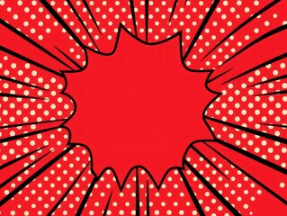 Red pop art background in retro comic style with halftone dots, vector illustration of backdrop with isolated dots blank empty with copy space