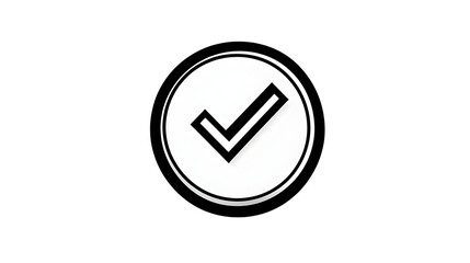 Black Check Mark Icon in a Circle with a Thick Border Isolated on a Transparent Background -  Simple Graphic Design Element for Website, App, and Presentation