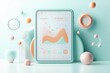 © Nutthanon - Pastel Colored Minimalist 3D Rendering with Data Analysis Graph on Tablet.