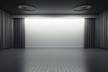 Wall Mural - Empty minimal room stage lighting architecture illuminated.