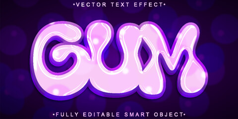 Poster - Cartoon Pink Gum Vector Fully Editable Smart Object Text Effect