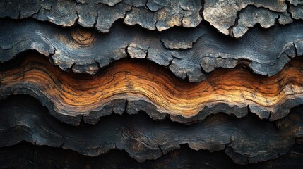 Close-Up of Tree Bark with Grooves and Ridges Showcasing Natural Texture and Patterns in High Detail