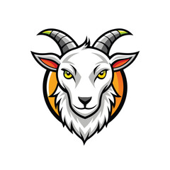 Canvas Print - White Goat mascot logo icon vector design isolated