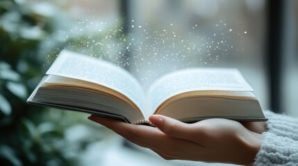 Open Book with Magic Sparkles