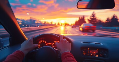 Wall Mural - Driving into the Sunset