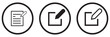 © Daishin - edit pen icon, create modify pen sign button, Pencil icon, sign up icon - editing text file document icons