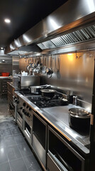 Wall Mural - Gourmet Kitchen with Elegant Design and Professional Luxury Fittings  