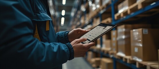 Poster - Warehouse Worker Using a Tablet