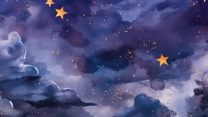 Wall Mural - Abstract watercolour background of starry night sky