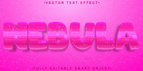 Canvas Print - Cartoon Pink Nebula Vector Fully Editable Smart Object Text Effect