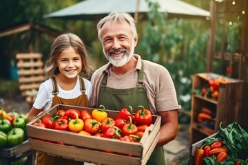 Wall Mural - Agriculture smiling holding family.