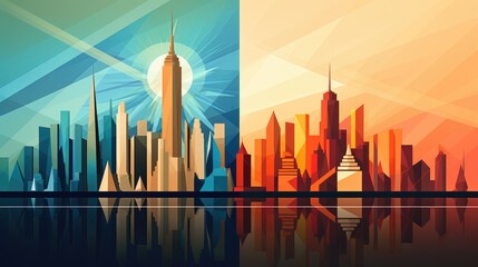 Wall Mural - Abstract New York. Metropolis with skyscrapers