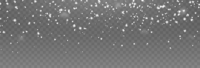 Wall Mural - Vector snow on isolated transparent background. Snow png, snowflakes png. Snowfall, blizzard, winter. Snowy or Christmas background.