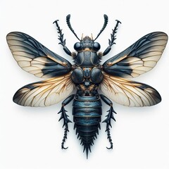 Wall Mural - whole view of a insect on white background , view from above.