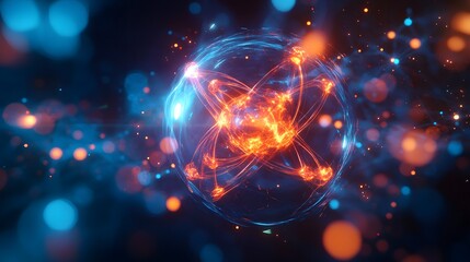 37. Sci-fi inspired rendering of a mineral atom with radiant, pulsating molecular structures